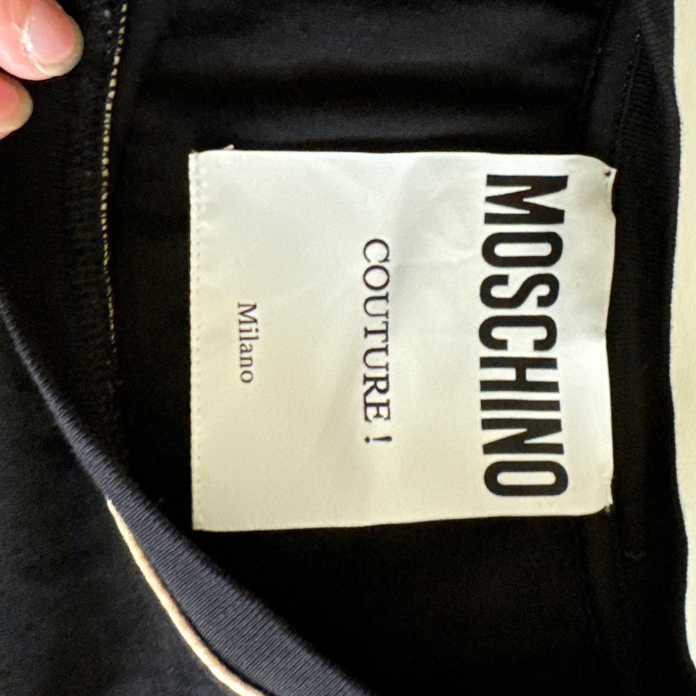 Moschino Couture Logo Tipped tee t-shirt designer embossed print Gold - Picture 5 of 6